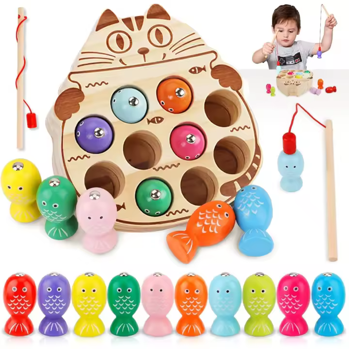 Juguetes de Montessori 2 Años, Juego de Pesca, Juquetes Educativos, Juquete Didacticos , Juegos Magnetico, Juguetes Niños 2 Años de Pescar Madera para Niños, Juegos Educativos Niños 2 Años, Juguetes Madera Bebe, regalo Cumpleaños Niño 2 3 4 5 Años - 1