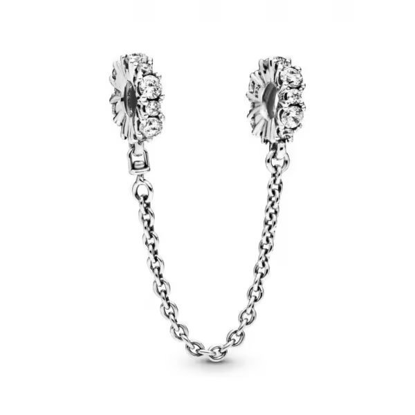 PANDORA Cadena de Seguridad Plata de Ley con Brillantes Transparentes - 1