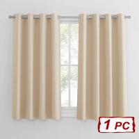 Cortinas opacas cortas para salón, una pieza con ojales, cortinas aislantes térmicas para ventanas de cocina y comedor, 132x137 cm (ancho x alto), color beige - details 0