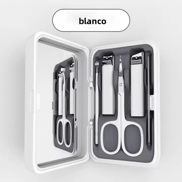 Juego De Tijeras De Uñas De Acero Inoxidable 5 En 1 Con Espejo Trimmer Pedicura Cuidado Nariz Picadora Archiador Herramientas Profesionales De Belleza - 1