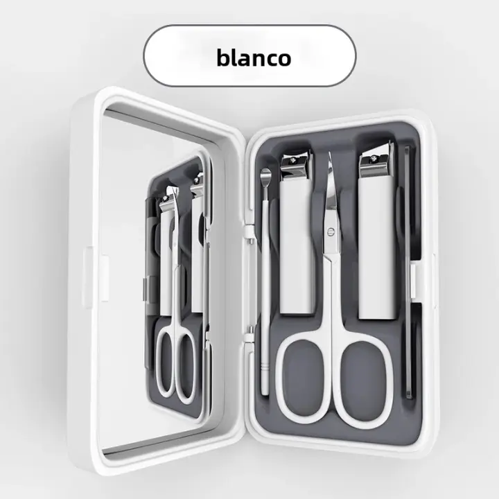Juego De Tijeras De Uñas De Acero Inoxidable 5 En 1 Con Espejo Trimmer Pedicura Cuidado Nariz Picadora Archiador Herramientas Profesionales De Belleza - 1