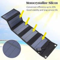 Cargador De Teléfono Móvil Con Panel Solar Plegable De 600W 5V Placa De Paneles Solares USB Power Bank Para Camping Emergencias Monocrystalline Silicon - details 3