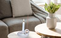 moem&an Portavelas Decoración, Candelabro Artesanal de Cerámica con Soporte para Varilla de Incienso | 100%Artesanal | Hecho a Mano en España - Portavelas Decorativo - details 2
