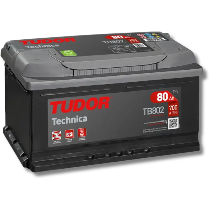 Batería de coche Tudor TB802 Technica. 12V - 80Ah/700A (EN) Caja LB4 - 1