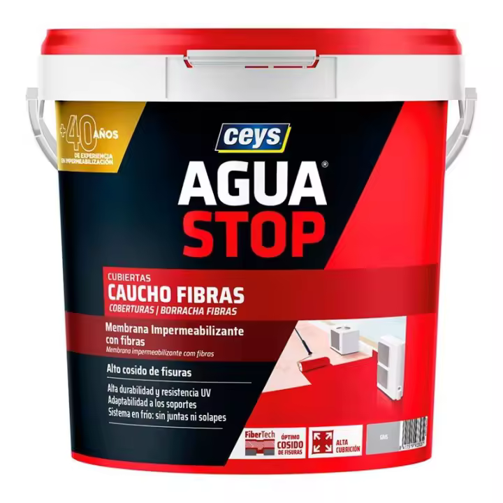 AQUASAVIOR Aguastop 903303 | Caucho Fibras Gris 5kg - Impermeable - 1