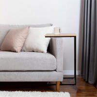 Max Home - Mesa auxiliar en forma de C, de madera y acero, 40x30x66 cm, soporta hasta 6 kg, forma rectangular, sistema de nivelación en las patas, estable y resistente, mesita de sofá, mesas auxiliares pequeñas, decoración, estilo industrial - details 5