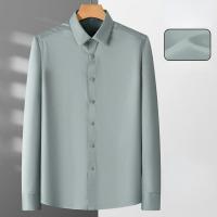 Camisa Social Para Hombre Antienvejecimiento Cuello En V Manga Larga Ajustada Blusa Negocios Blanco Oficina Tallas 5XL 6XL - details 11