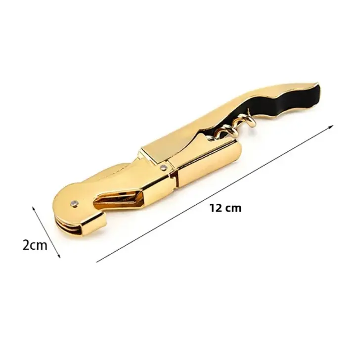 Abrepuertas Multifuncional Dorado Plated Corkscrew Con Doble Enclavamiento Para Vino Herramienta De Oficina Y Cocina Para Bar - 1