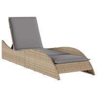 vidaXL Tumbona con cojín ratán sintético 60x205x73 cm Negro, Marrón, Gris Sillas de Exterior Ideal para jardín, playa, piscina, terraza Tumbona Piscina Tumbonas Playa Tumbonas Jardín Exterior - details 2