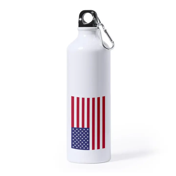 BIDON GRANDE 800 ML ACERO INOXIDABLE BANDERA DE LOS ESTADOS UNIDOS deporte deportivo con mosqueton botella libertad tio sam - 1