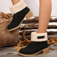 Botas De Invierno Para Mujer Con Forro De Pluma Suave Y Tacón Medio De Caucho. Botines De Cuña Modernos De Talla Grande. Estilo Coreano. Cierre Slip-on. - details 11
