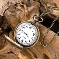 Reloj De Bolsillo Cuarzo Con Numeros Romanos Y Engranajes Vintage Steampunk Bronce Para Hombres Y Mujeres Collar Pendiente - details 1