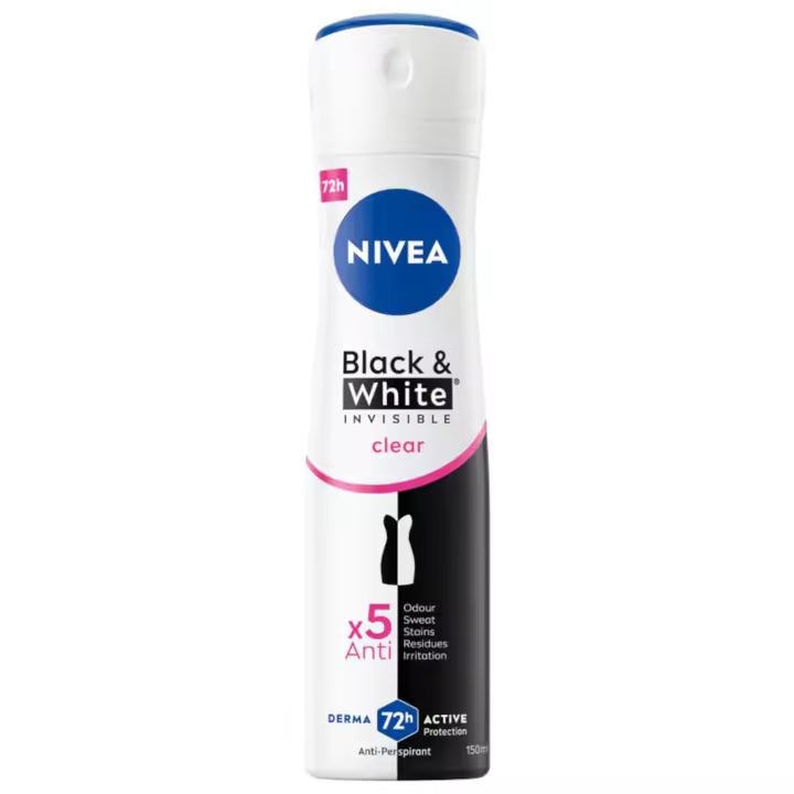 Nivea Invisible Black & White Antitranspirante 48h Clear 150 Ml para Hombre y Mujer - 1