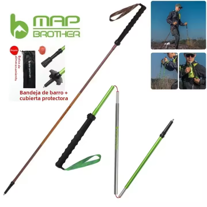 MAP BROTHER M3031 N-Pole Poles De Camuflaje Plegables Para Senderismo Y Correr Outdoor Palas De Aluminio 7075 Con Cierre Rápido Y Antideslizante Para Montañismo - 1