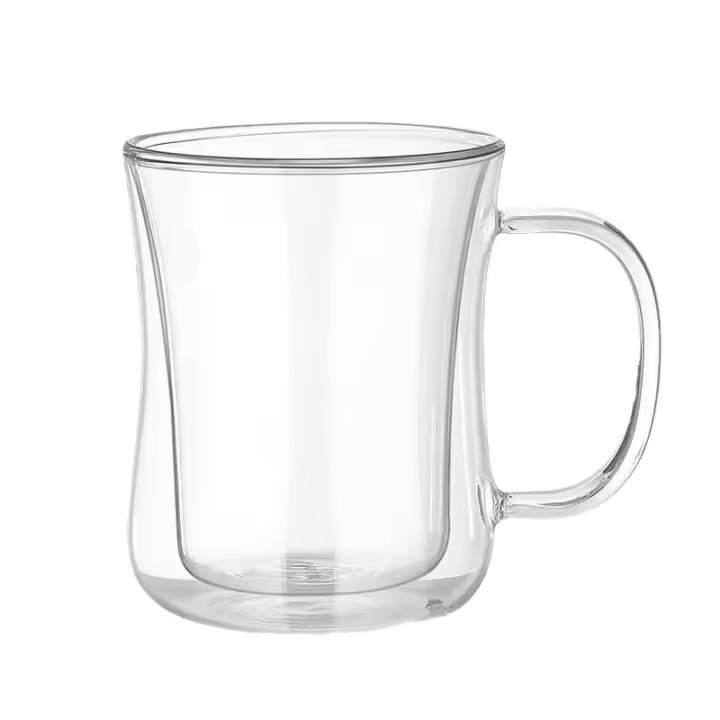 2x420ml Tazas de Café de Cristal,Vasos de Doble Pared con Asa,Tazas de Vidrio Borosilicato para Té,Café,Leche,Latte,Macchiato - 1