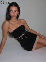Vestido Mini De Encaje Sólido Negro Para Mujer Verano 2023 Estilo Hipster Sexy Con Pecho Empapado Ajustado Y Cintura Natural Vestimenta De Fiestas Nocturnas - details 11