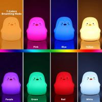 Lámpara Nocturna De Pinguino Lindo En Silicona Toque Multicolor LED Recargable USB Protección Para Los Ojos Para El Hogar Y Jardín - details 3