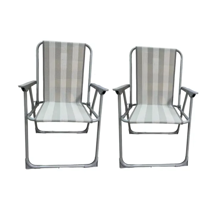 MIRAMAX-Pack de 2 Sillas de Playa Plegables con Reposabrazo,Sillas de playa piscina camping 55x56x80cm - 1