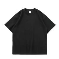 Camiseta De Algodón Puro Blanco GSM 500/300g De Gran Resistencia Cuello Redondo Manga Corta Tees De Tres Agujas Para Hombre - details 2