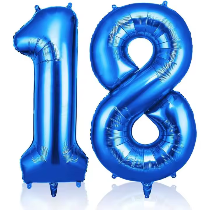 Ballon Chiffre 18 Bleu | Anniversaire 101cm | Numéro de Ballon | Décoratif D'hélium | Decoration Fête Vacances Ans - 1