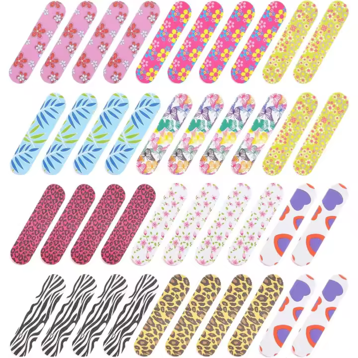 Lot de 40 limes à ongles, multicolores, double face, 9 cm, pour réparation et polissage des ongles, outils de manucure et de beauté, limes à ongles pour ongles naturels, façonnage des ongles - 1