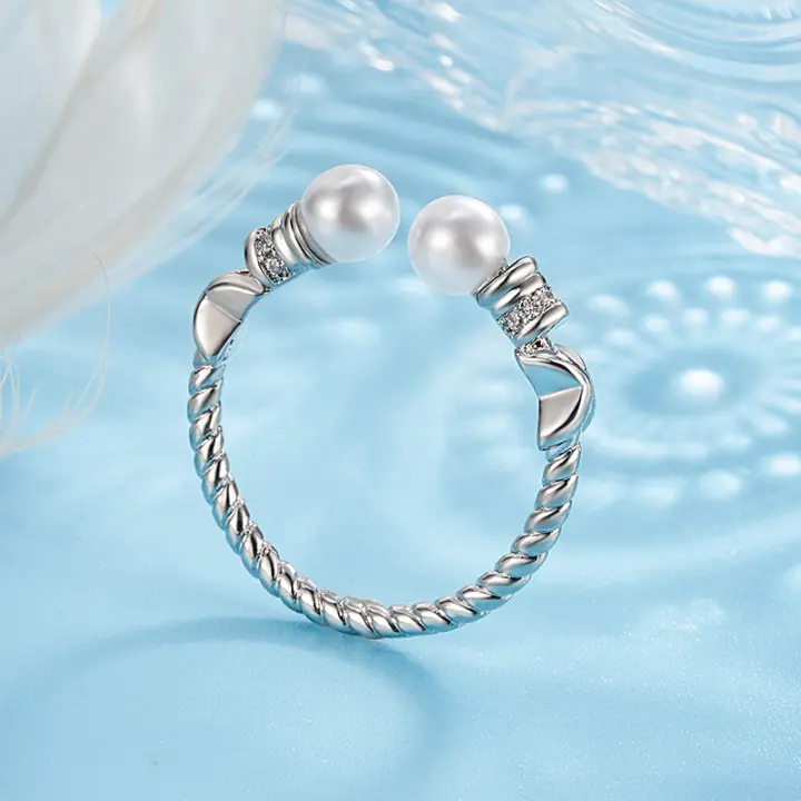 Anillo de lujo ajustable de alta gama para Mujer, Geométrico, Liso. - 1