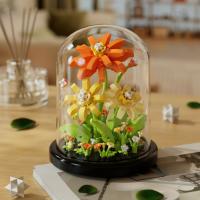 Bloques De Construcción Rosa Con Cubierta Antipolvo Flor Solar Eterna Modelo De Ladrillo Para Jóvenes Creativos Decoración Del Hogar Regalo De Colección - details 6
