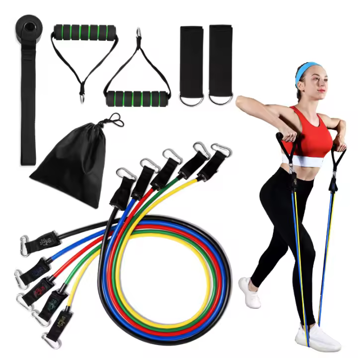 Conjunto De Bandas De Resistencia Para Fitness Y Yoga 5 Tubos De Ejercitación En Casa Con Anclaje Para Puerta Y Cadenas Para Tobillo Equipo De Gimnasio ZP - 1