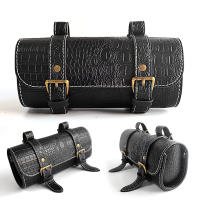 Nueva Bolsa De Herramientas De Motocicleta Retro De Cuero Genuino Con Estampado De Cocodrilo Impermeable Y Resistente Al Desgaste Para Motorbike Tamaño 21x9x9cm Color Negro - details 2