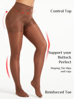 Medias De Presión Negras Para Mujer Medias De Forma Pantimedias Talla Única Espesor Estándar Material Spandex Y Poliamida - details 1