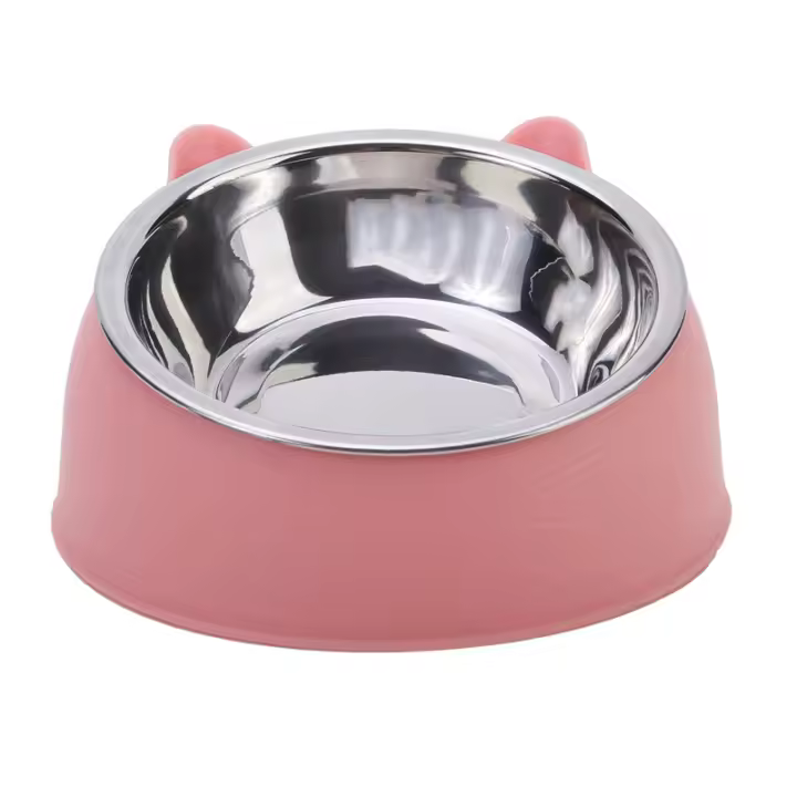 Cuenco De Alimentos Para Gatos Y Perros Creativo Y Encantador Inclinado En Acero Inoxidable Alimentador De Agua Para Mascotas Para Gatos Y Perros - 1