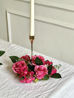 Corona De Velas De Boda Con Rosas Artificiales Guirnalda De Seda Para Decoración De Mesa Y Hogar Con Flores De Poliéster - details 2