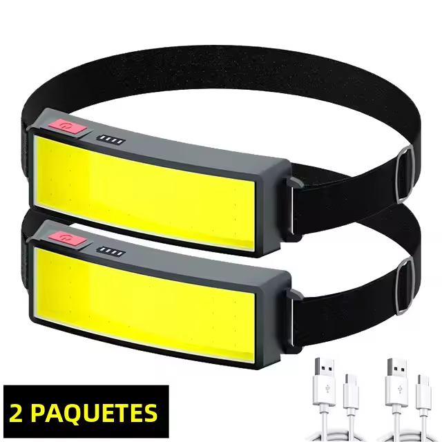Linterna Frontal COB LED 3 Modos Recargable USB Lámpara De Cabeza Para Senderismo Y Acampar Impermeable Con Batería Incluida - 1