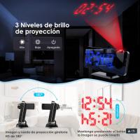 Reloj despertador de Proyección digital rotación de 180 ° con radio FM temperatura y humedad interior con Puerto de carga USB - details 1