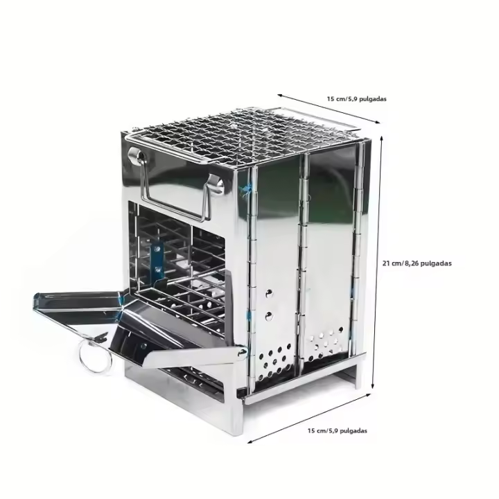 Estufa Portátil De Acero Inoxidable Mini Para Camping Picnic Y BBQ Compacta Y Ligera Para Uso Al Aire Libre - 1