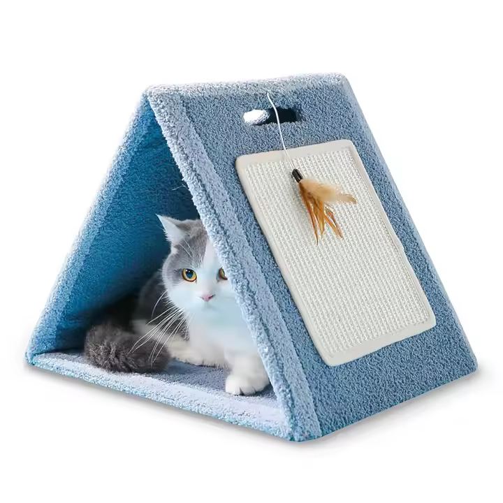 Rascador Plegable para Gatos Tríangulo Arquivet, 43 x 34,5 x 35 cm, Juguete de Plumas, Transportable - 1