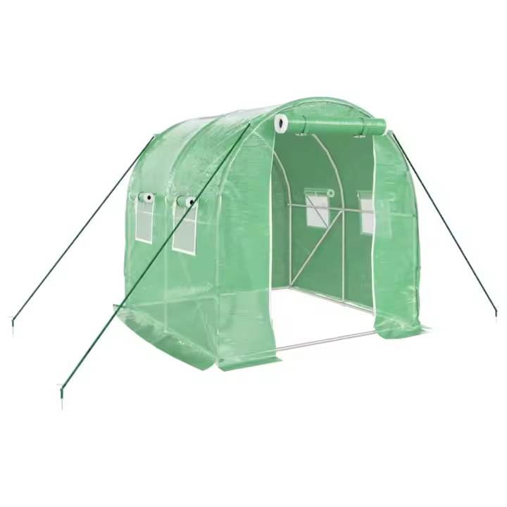 vidaXL Invernadero con estructura de acero 4 m² 2x2x2 m Color Blanco,  Verde, y mas - 1