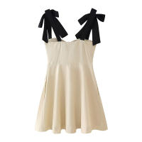 Willshela Vestido Mini De Mujer En Beige Con Pliegues Espalda Descubierta Cierre De Zipper Estilo Vintage Con Tirantes Strapless Chic Para Damas - details 2