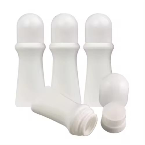 Botellas vacías con forma de rodillo, 4 unidades, 75 ml, reutilizables, a prueba de fugas, color blanco, para desodorante, para bricolaje, vacías, para aceites esenciales, perfumes, bálsamos, suministros, botellas vacías con forma de rodillo - 1