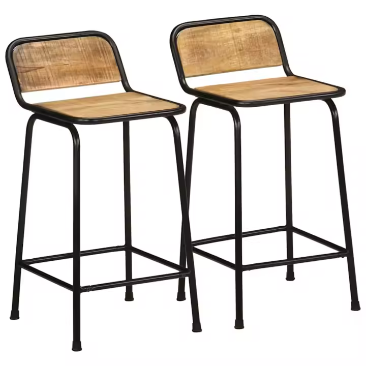 vidaXL Taburetes de barra 2 uds 46x35,5x80 cm madera maciza de mango - 1
