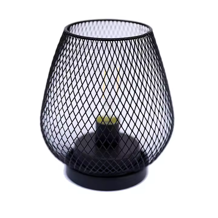 Juego de 2 lámparas de Mesa with form de jaula de metal que funciona con Pilas, Luz decorative inalámbrica with bombilla LED para Dormitory, Hogar, Bodas, FiesasSuministro de Energía DE LA catería, sin catería) - 1