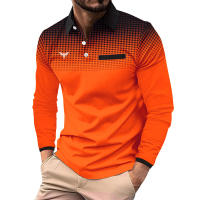 Camisa Polo Deportiva De Manga Larga Para Hombre Con Estampado 3D Primavera Otoño Casual Business Golf Falso Bolsillo Costura - details 2