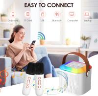 FGNS Máquina de Karaoke para adultos y niños, on 2 Micrófonos Inalámbricos, Altavoz Karaoke Portátil con Luz LED y Efectos de Cambio de Voz, Mini Altavoz Bluetooth portátil con 2 micrófono, luces Led para fiesta en casa, regalos de cumpleaños. - details 2