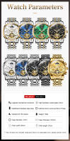 Reloj De Pulsera Automático Para Hombre OLEVS 6617 Lujo Esqueleto Hueco Flywheel Calendario Resistente Al Agua Fase Lunar Acero Inoxidable Romano - details 10