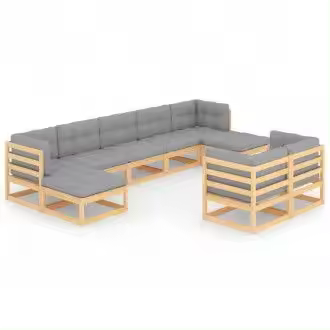 VIDAXL set de muebles para el jardín fabricado en madera con cojines de color gris vida xl - 1