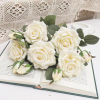 Kahaul Flores Artificiales Bellas Rama De Rosas Vaso Para Decoración De Hogar Y Boda Plantas Falsas Retro Para Jardín Disposición Decorativa - details 0