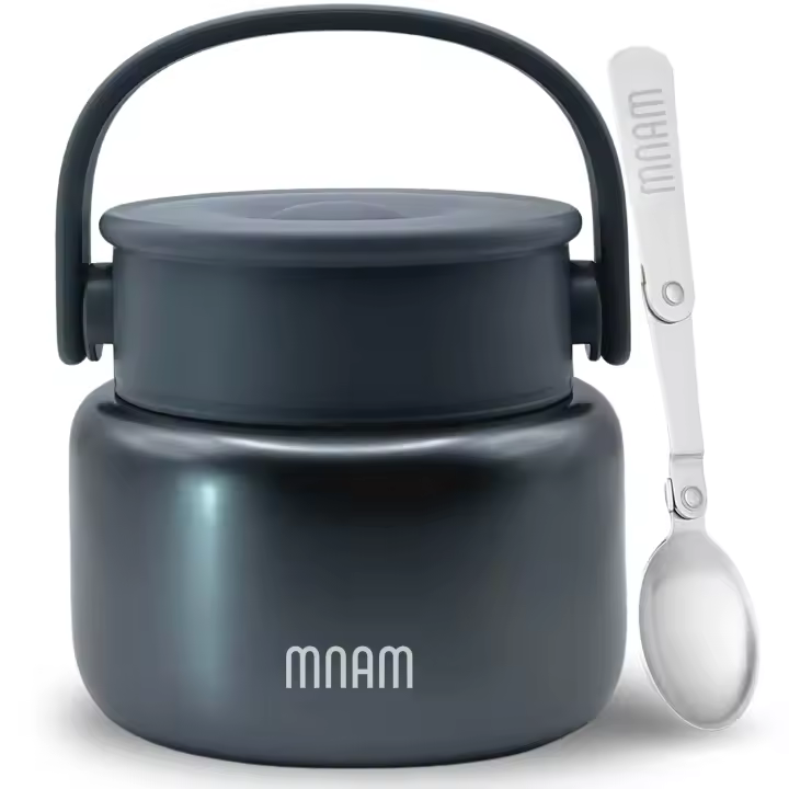 mnam Termo Comida Caliente 500 ml - Fiambrera Térmica Comida Caliente en Acero Inoxidable Doble Aislado con Cuchara - Termo Papilla Bebe Infantil y Adultos - Taper Termico - 1