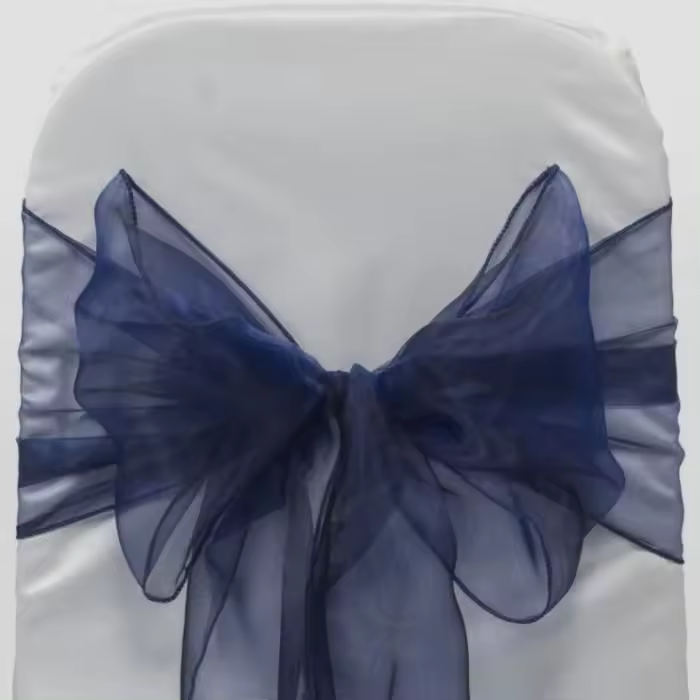Paquete de 50 bandas de organza para Sillas, color Azul Marino, para decoración de cumpleaños, Bodas y Fiestas. - 1