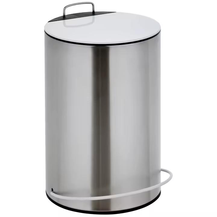 MSV Cubo de Basura con Pedal Unna 5L Blanco 20,5x - Acero Inoxidable - Papelera de Baño - 1