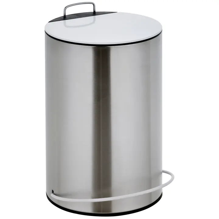 MSV Cubo de Basura con Pedal Unna 5L Blanco 20,5x - Acero Inoxidable - Papelera de Baño - 1